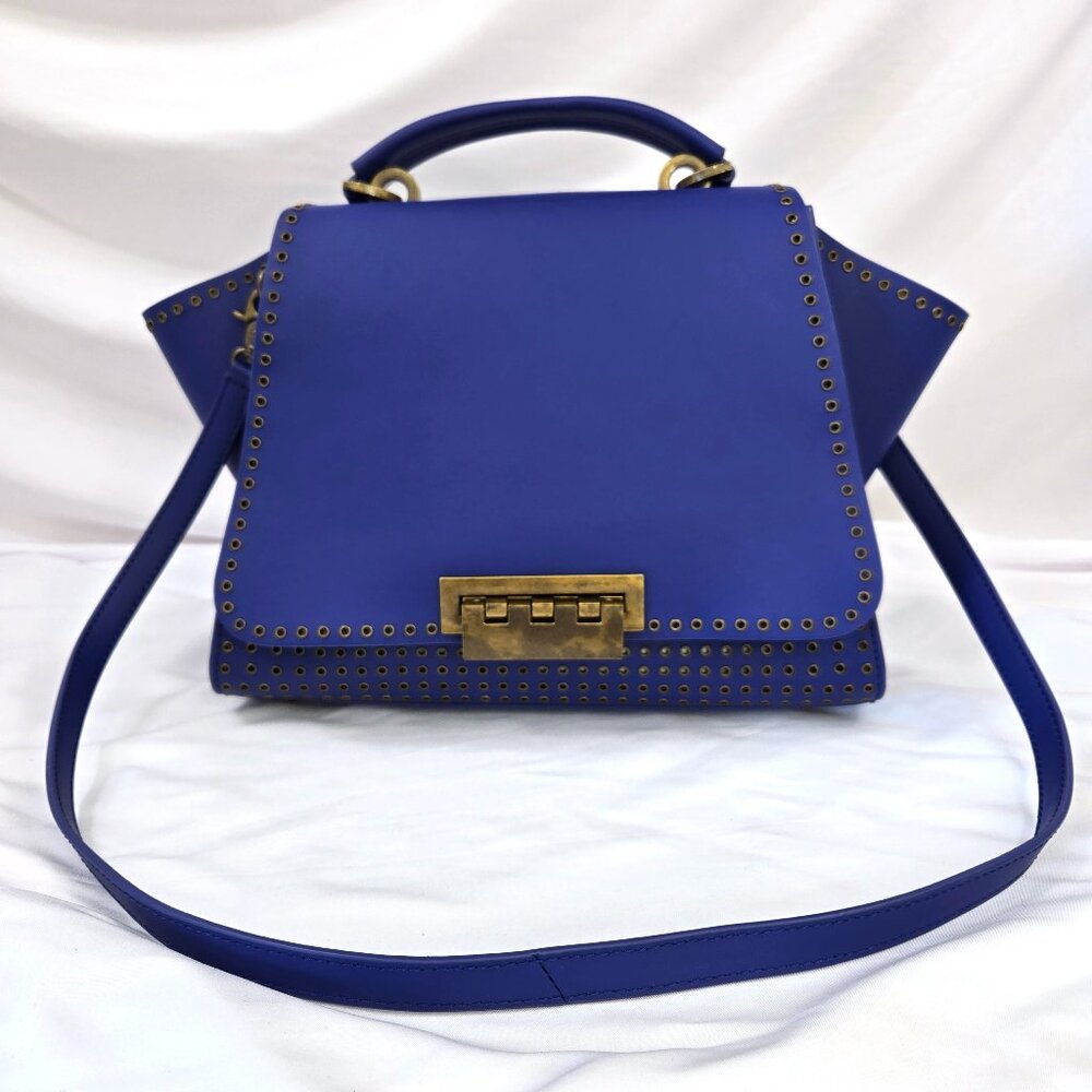 ZAC Zac Posen Royal Blue Eyelet-Trim Top-Handle Satchel
